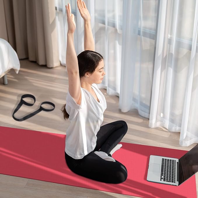 Hoolerry 36 Pieces Yoga Mats Sets Includes 12 Pcs Yoga Mats Bulk 68” x 24” x 6mm Thick Exercise Mat Non Slip 12 Resistance Bands 12 Carrying Straps for Women Girls for Gym Pilates - Bloomnest