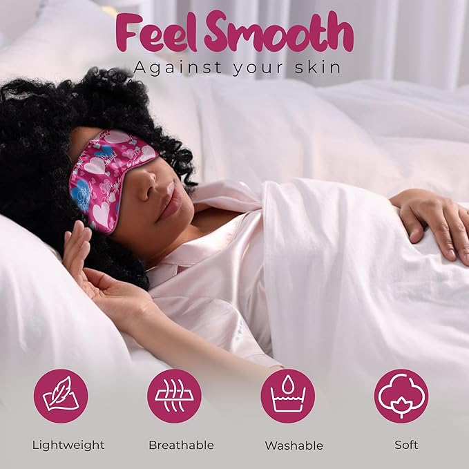 Luxury Sleep Mask – Soft, Lightweight & Ultra Comfort-Perfect for Light Blocking Wake up Radiant (Pink, Elastic Band Strap) - Bloomnest