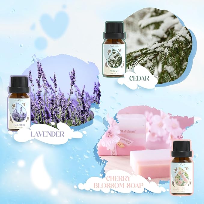 Laundry Fragrance Oils Set, Essential Oil Gift Set for Diffuser, Clean Scent Diffuser Oil, Use with Wool Dryer Balls or Diffuser,Chamomile, Fresh Cotton, Sage, Cedar, Lavender, Cherry Soap - Bloomnest