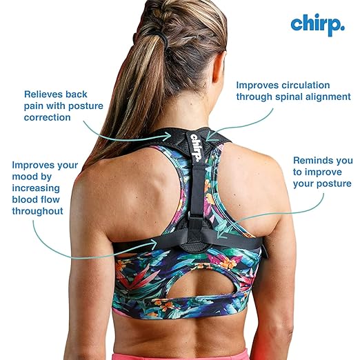 Chirp Wellness Duo: Upper Back Posture Corrector & Vibrating Foam Roller for Pain Relief, Spinal Alignment, and Deep Tissue Therapy - Black - Bloomnest