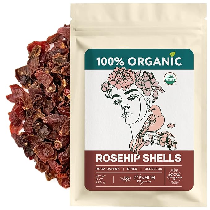 Rosehip Seedless Dried Organic (8 oz.) - Cut & Sifted Allergen-Free Rose Hip Tea for – No Cleaning Needed (Free of Seeds and Hairs) - Escaramujo Organico - Bloomnest