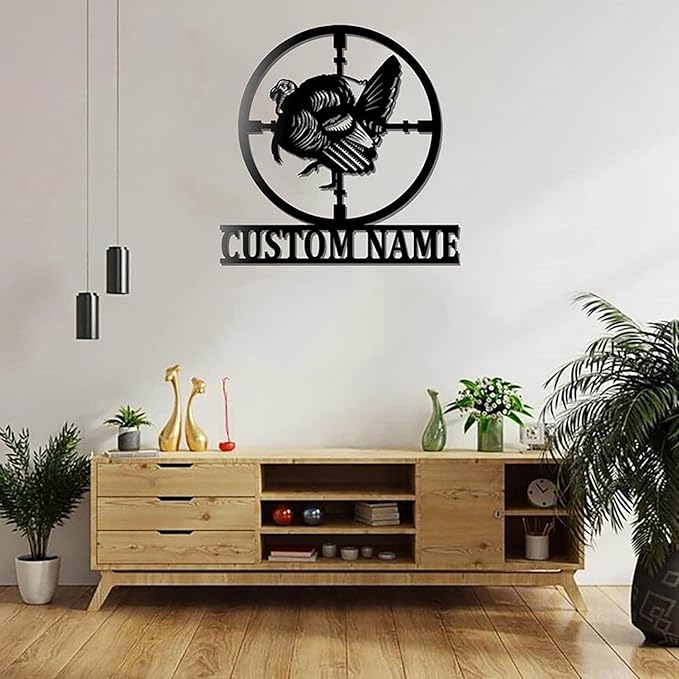 Lovely POD Personalized Hunting Metal Sign, Hunting Art, Custom Turkey Hunting Metal Wall Art Led Light, Personalized Hunter Name Sign Decoration for Home, Turkey Hunting Home Decor Housewarming - Bloomnest