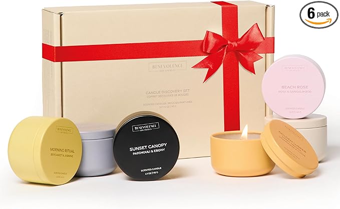 Benevolence LA Candle Gift Set – 6 Fall Scented Candles (1.4 oz) | Aromatherapy Candles with Orange, Eucalyptus, Rose & Jasmine | Cozy Seasonal Gift - Bloomnest