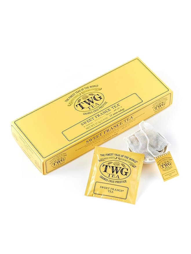 TWG Tea | Sweet France Tea | Green Tea | Chamomile Flowers & Rose Petals | 15 Hand Sewn Cotton Tea Bags | Gift Set - Bloomnest