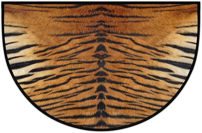 Half Round Door Mat, Tiger Print Non-Slip Half Circle Area Rug Animal Leopard Print Doormat Washable Durable Home Decor Half Moon Rug for Floor Indoor Outdoor Living Room Bedroom Kitchen Patio - Bloomnest