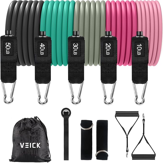 VEICK Resistance Bands, Exercise Bands, Workout Bands, Resistance Bands for Working Out with Handles for Men and Women, Exercising Bands for Fitness Weights Work Out at Home - Bloomnest