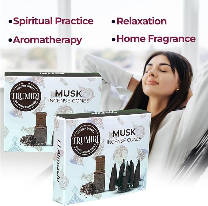 Musk Incense Cones - Total 60 Cones in Six Packs - Scented - Various Scents TRUMIRI