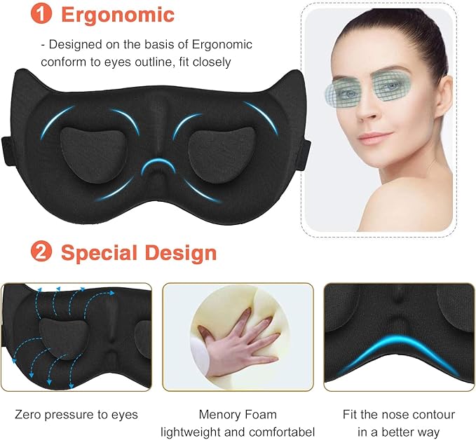 Cute Sleep Eye Mask for Kids, 3D Contoured Cup Sleeping Mask & Blindfold, Concave Molded Night Sleep Mask, Block Out Light, Soft Comfort Eye Shade Cover for Travel Yoga Nap,KD - Bloomnest