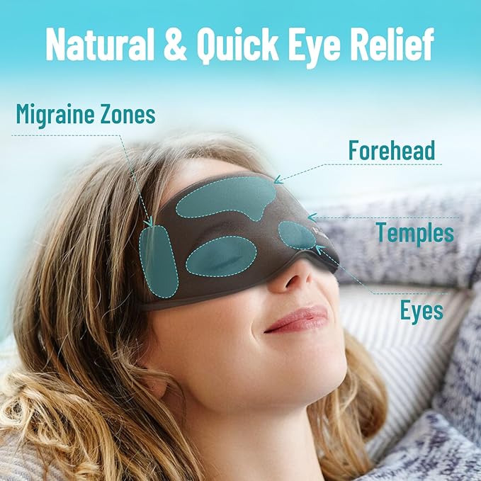 3D Gel Cooling Eye Mask, Weighted Eye mask for Sleeping, 3D Contoured Cup No Pressure Night Blindfold Sleep Mask, Ice Cold Pack Eyes Cold Compress for Puffy Eyes, Dark Circle, Black - Bloomnest