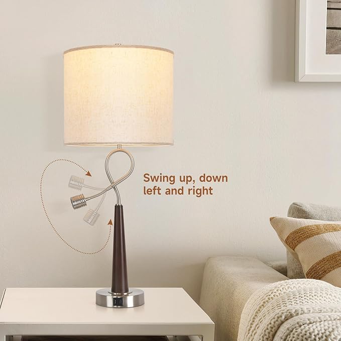 Rustic Farmhouse Table Lamps Wood Grain Swept Table Lamp Four Way Dimming Night Light Led Lamp Bedside Table Lamps Set Reading Lights,Suitable for Bedroom, Living Room, Desk - Bloomnest