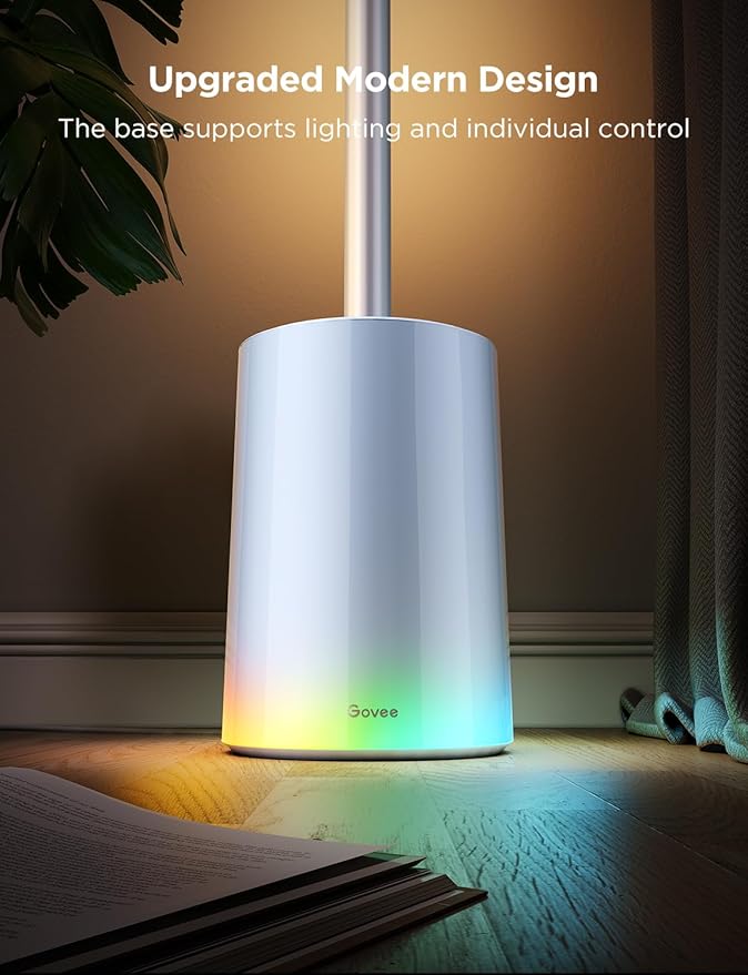 Govee Floor Lamp 2 with Matter, RGBIC, Warm Cool White LED, Alexa Compatible, 1725lm, Music Sync, Scene Modes, Smart Floor Lamp for Living Room, Bedroom, Silver(1 Pack) - Bloomnest