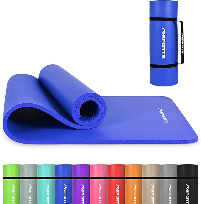 Yoga Mat Premium Non Slip Thick – Extra Comfortable Exercise Mat for Home Workouts, Pilates, Stretching & Gym – Cushioned NBR Foam, Gym Mat with Strap, for Women & Men - Bloomnest