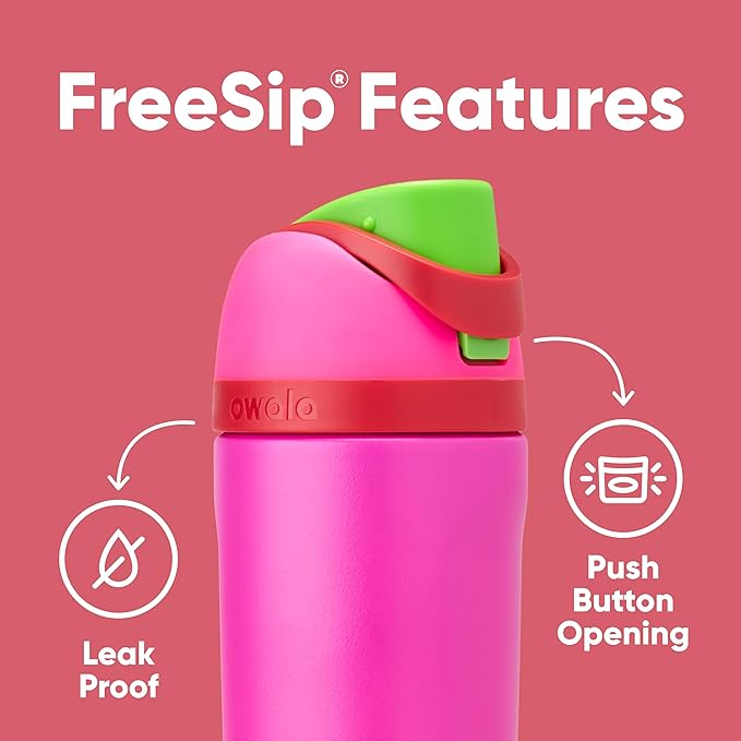 Owala Kids FreeSip Insulated Stainless Steel Water Bottle with Straw, BPA-Free Sports Water Bottle, Great for Travel, 16 oz, All the Berries Owala