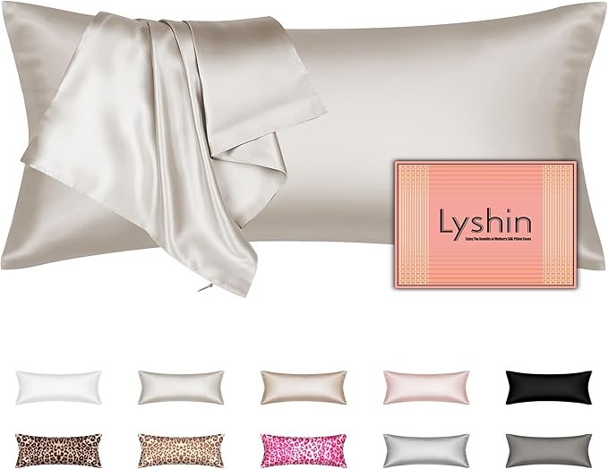Silk Body Pillow Cover with Zipper, Mulberry Silk Pillow Cases Body Size Ultra Smooth and Soft Breathable Cooling Silk Satin Body Pillowcase for Hair and Skin (20x54 Inches, 1 Pack) - Bloomnest