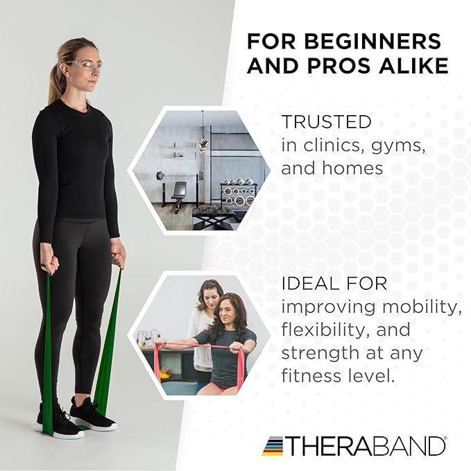 THERABAND Resistance Band 25 Yard Roll, Non-Latex Professional Elastic Stretch Bands for Upper & Lower Body Exercise Workouts, Physical Therapy, Lower Pilates, Flexibility, & Rehab, Dispenser Box - Bloomnest