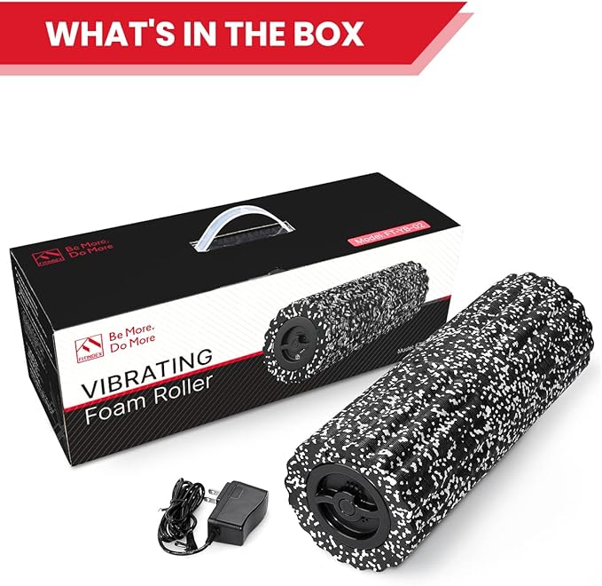 FITINDEX Vibrating Foam Roller for Muscle Deep Tissue, Back Pain Relief, Leg Foot Neck Massager, Exercise, Pilates, Muscle Recovery, Physical Therapy, 4-Speed, Rechargeable, Black - Bloomnest