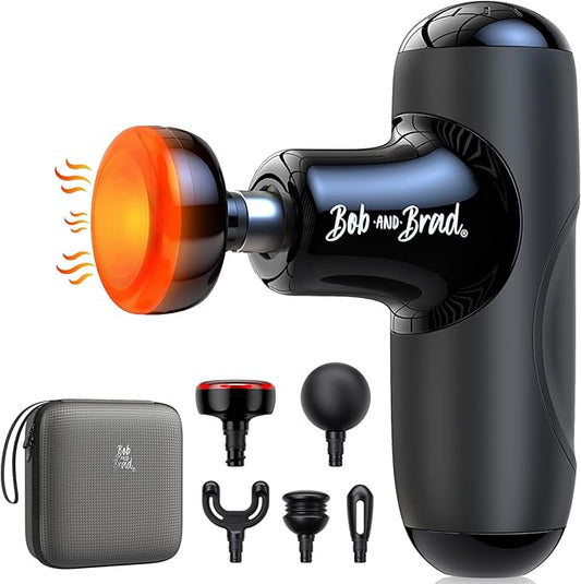BOB AND BRAD Q2 Plus Mini Massage Gun with Heat, Pocket-Sized Heated Deep Tissue Massager Gun, Portable Percussion Muscle Massager Gun, Ultra Small & Quiet Muscle Massage Gun - Bloomnest