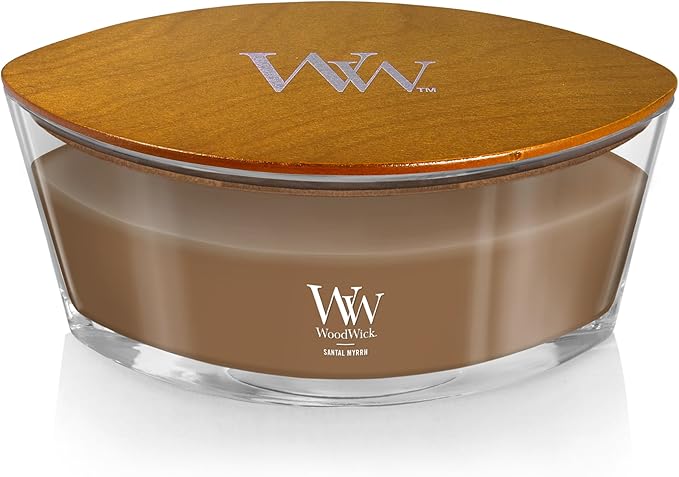 WoodWick Santal Myrrh Scented, Ellipse Candle, Crackles as it Burns, Up to 50 hrs Burn time, Perfect for Gifting, 16oz - Bloomnest