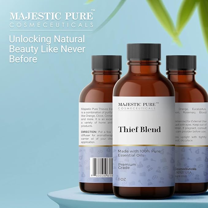 Majestic Pure Essential Oil Blend with Eucalyptus, Rosemary, Lemon & Other Oils | 100% Pure Premium Oil for Uplifting Mood, DIY Products, Cleansing | Essential Oils for Diffusers & Aromatherapy | 1oz - Bloomnest
