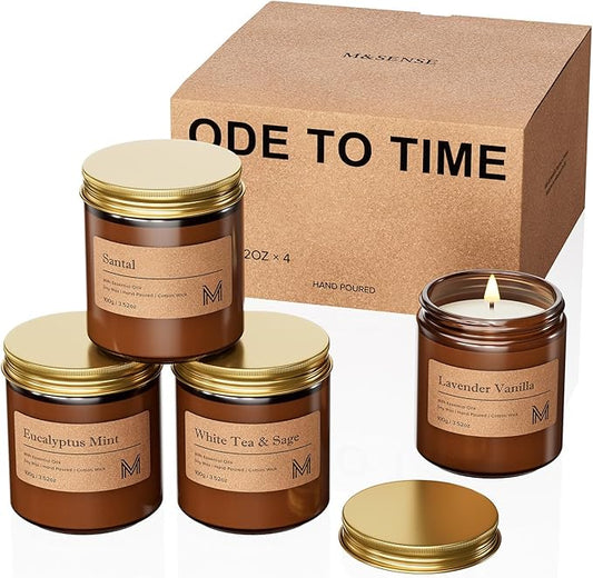 4 Pack Candles for Home Scented Aromatherapy Candle Gift Set for Women Soy Wax Long Lasting Amber Jar Candles Gift for Birthday Housewarming Mother's Valentine Day - Bloomnest