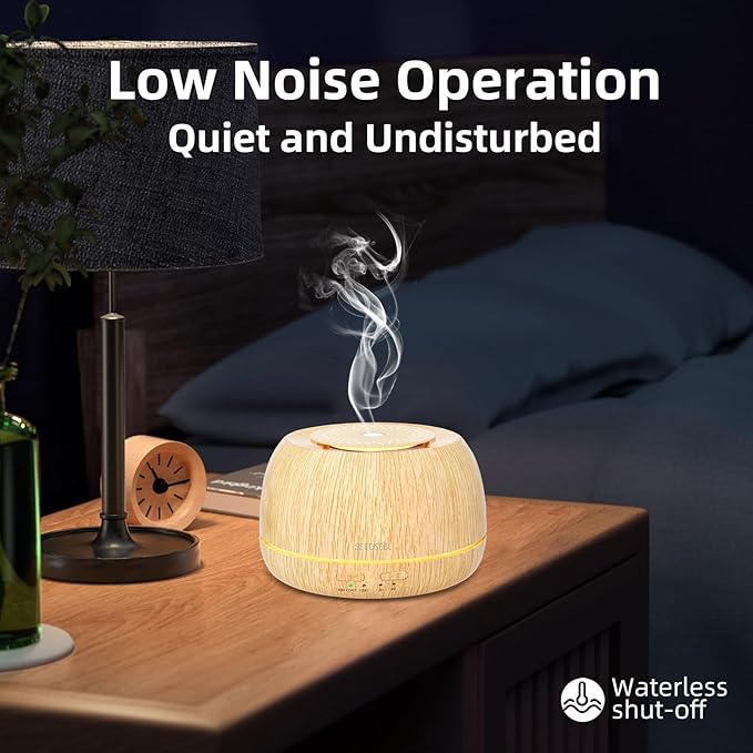 300ML Essential Oil Diffuser 8 Hours Run Time, Aromatherapy Diffuser with Remote Control,7-Color LED for Home - Bloomnest