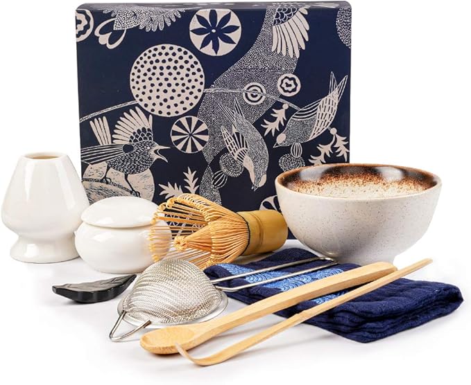 Bamboo Matcha Whisk and Bowl Set - Authentic Matcha Kit for Traditional Tea, 9 Pcs - Bloomnest
