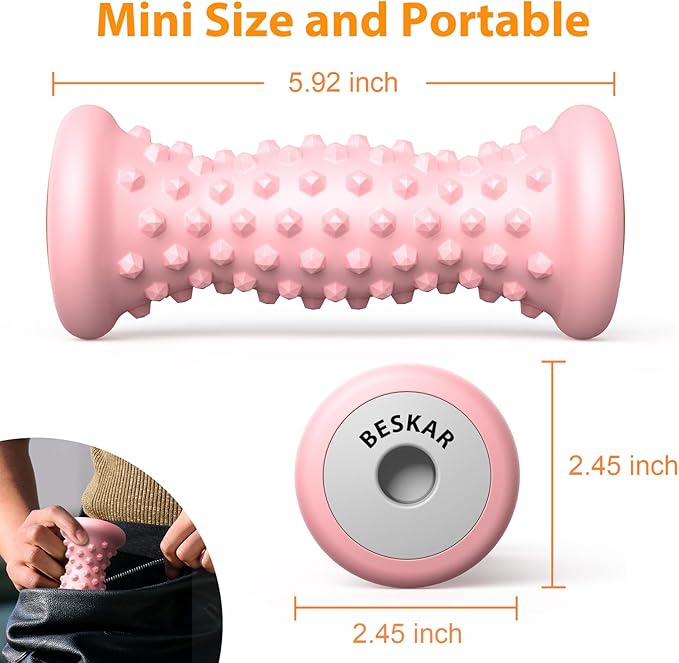 BESKAR Foot Massager Roller for Plantar Fasciitis Relief, Portable Feet Roller to Deep Tissue Muscle Massage, Foot Arch and Heel Pain, Reflexology Tool - Bloomnest