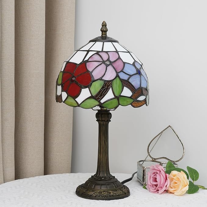 Tiffany Lamp Stained Glass lamp Small Bedside Table Lamps for Living Room Bedroom Dorm Kitchen Home Decor Festival Birthday Gift,Morning Glory - Bloomnest
