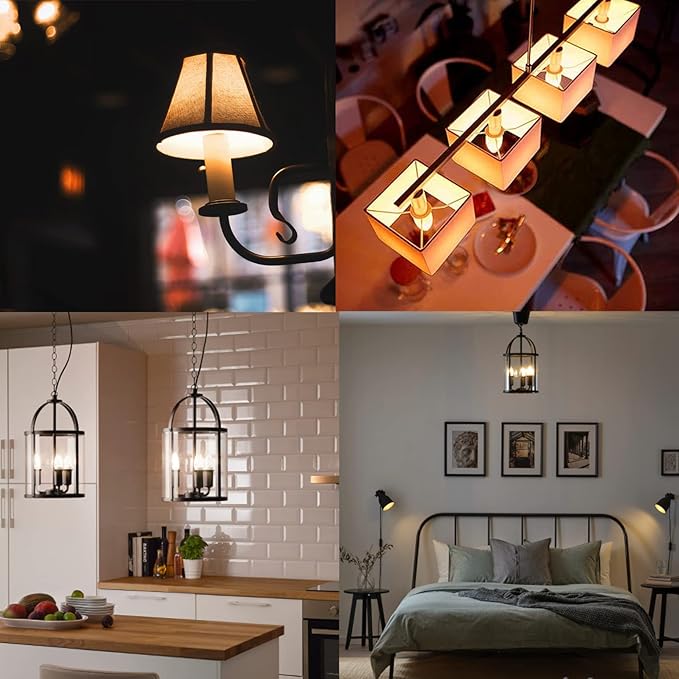 E26 Frosted Candelabra Bulb 40 Watt Equivalent LED Chandelier Light Bulbs, 2700K Warm White Medium Base 4W Dimmable LED Candle Light Bulbs, Frosted Glass Flame Tip Shape,6 Pack - Bloomnest