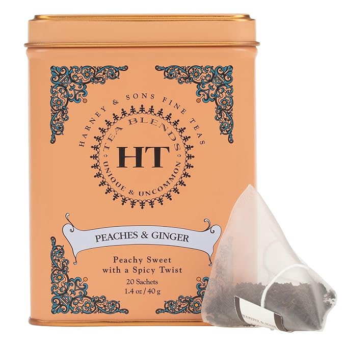 Harney & Sons Peaches & Ginger Black Tea, 20ct sachet tin - Bloomnest