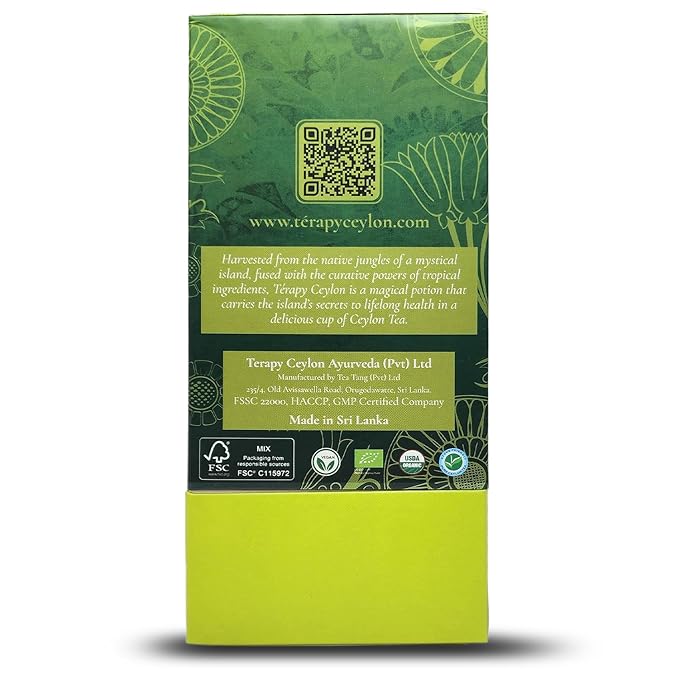 Térapy Ceylon CHAMOMILE TEA | USDA Organic Herbal Tea Bags | 100% Natural Ayurvedic Ingredients including Organic Chamomile, Ashwagandha, Cinnamon & Licorice| 20 Individually Wrapped Tea Bags - Bloomnest