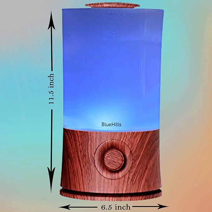 BlueHills Premium 2000 ML XL Essential Oil Diffuser Aromatherapy Humidifier for Large Room Home 40 Hour Run Huge Coverage Area 2 Liter Extra Large Capacity Diffuser High Mist Dark Wood Grain E003 - Bloomnest