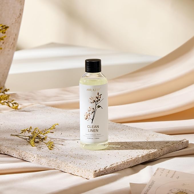 Airkeep Reed Diffuser Oil Refill/Clean Linen/3.38oz（100ml/1 Pack/Scented Oil Refill for Reed Diffuser Home Fragrance for Bedroom, Bathroom Office Home Decor - Bloomnest