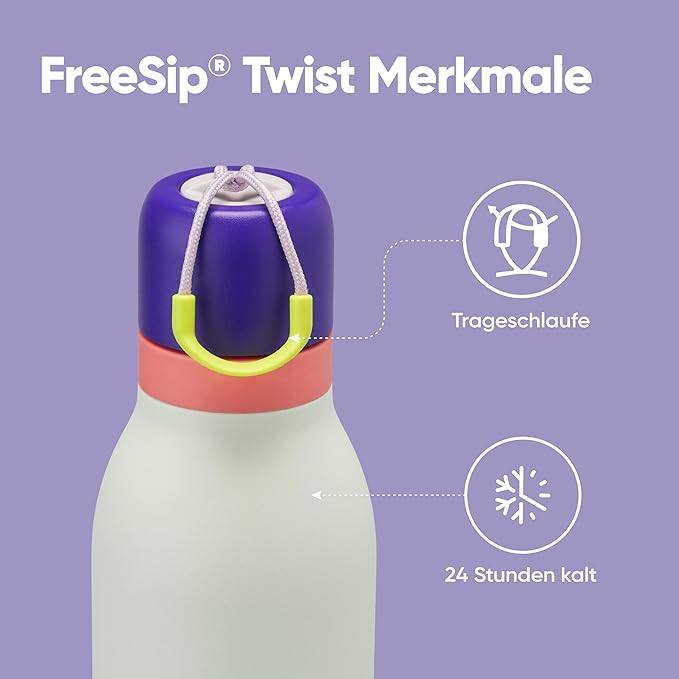 Owala FreeSip Twist Insulated Stainless Steel Water Bottle with Straw for Sports and Travel, BPA-Free, 24-oz, Purple/Green (Minty Horizon) Owala