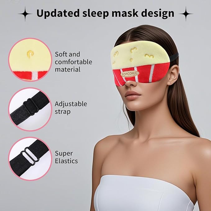 Cute Sleep Eye Masks for Kids, Kawaii Cartoon Kids Sleeping Mask for Women Boys Girls Teens, Soft Plush Adjustable Eyeshade Silk Travel Nap Eye Cover, Red Pop - Bloomnest