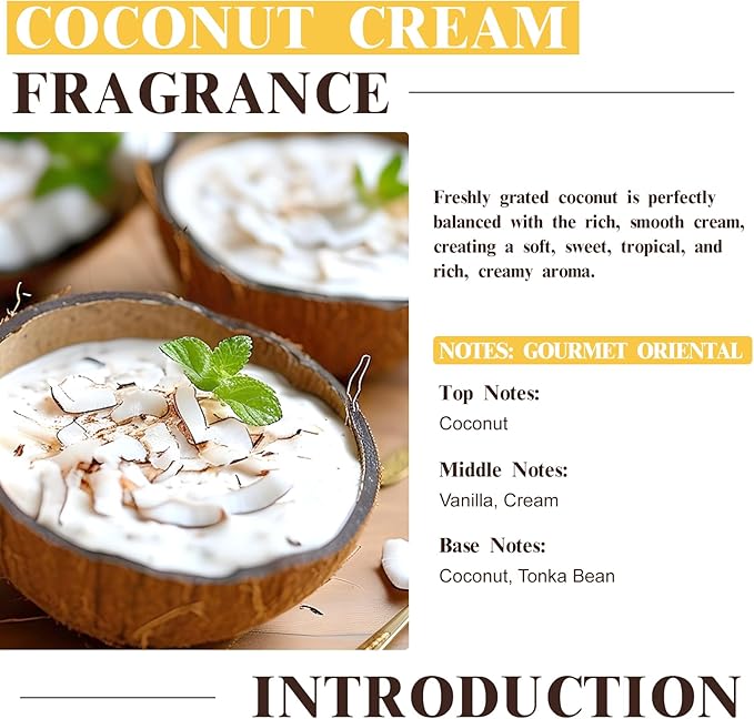 EUQEE 2.02 Fl OZ Coconut Cream Fragrance Oils, Premium Fragrance Essential Oils with Glass Dropper for Diffusers, Soap Candle Making(60ml) - Bloomnest
