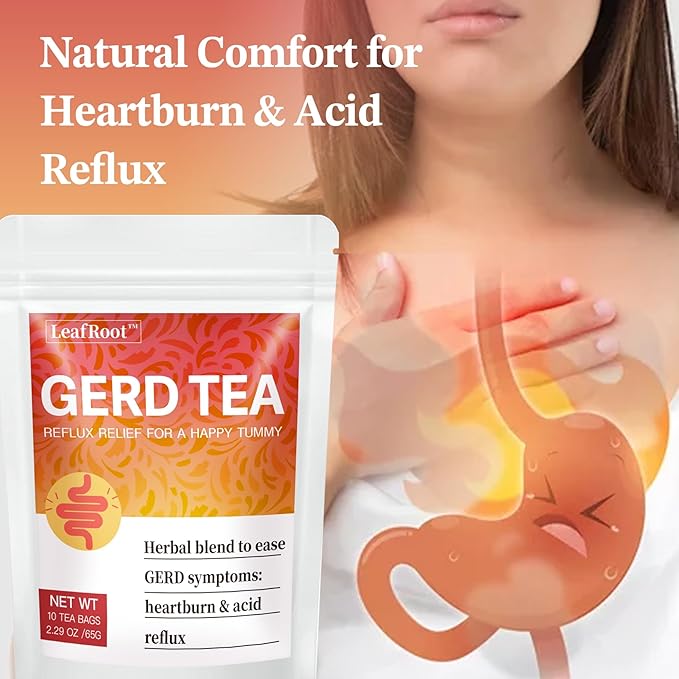 LEAFROOT GERD Symptoms Relief Herbal Tea for Men & Women, Natural Acid Reflux Raft Gourmet, Heartburn Aid Digestive, Licorice Root, Chamomile, Fennel and Rosemary Ease Gut Stomach Soothe Blend Teabag - Bloomnest
