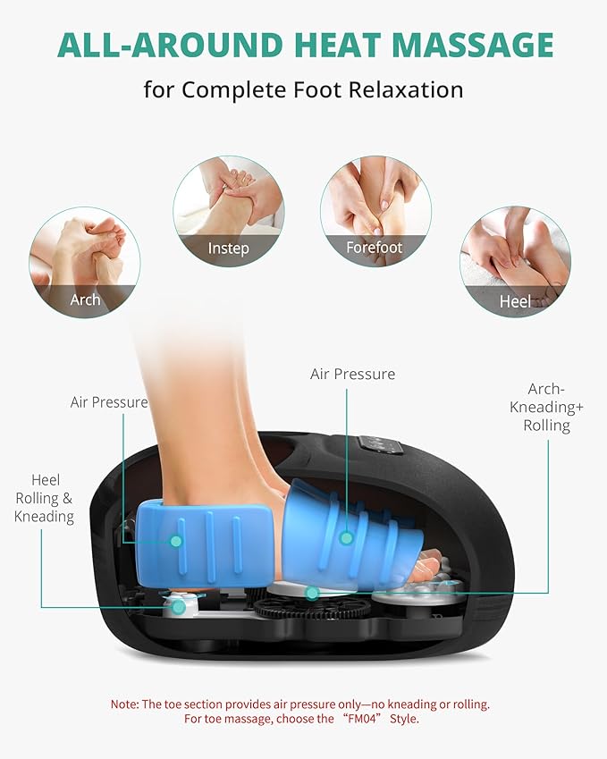 Medcursor Foot Massager Machine with Heat, Rolling, Deep Kneading, Shiatsu Foot Massager for Delivers Pain Relief, Tired, Plantar Fasciitis, Gift for Women Mom Men Fits Up to 13" - Bloomnest