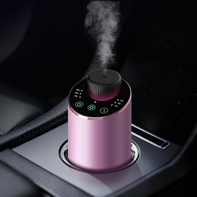 Waterless Essential Oil Diffuser Scent Aromatherapy Diffusers for Home Large Room, Car, Office, Portable Battery Operated Cordless Air Freshener, 4 Timers & 3 Mist Levels, 100ml Capacity (Pink) - Bloomnest