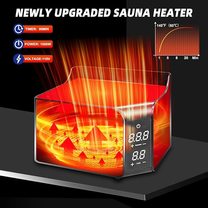 Portable Personal Far Infrared Sauna Box for Home with 660nm Red Light Threapy Panel, Upgraded Infrared Dry Sauna, 140℉, Heating Foot Pad, Upgraded Comfortable Chair