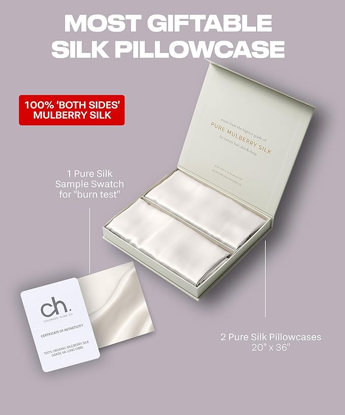 SUNDAYSILKS™ Premium Silk Pillow Cases | 100% Mulberry Silk Pillowcase with Zipper, Real 22 Momme Grade 6A Silk, Standard Queen, King Size [Off White] - Bloomnest