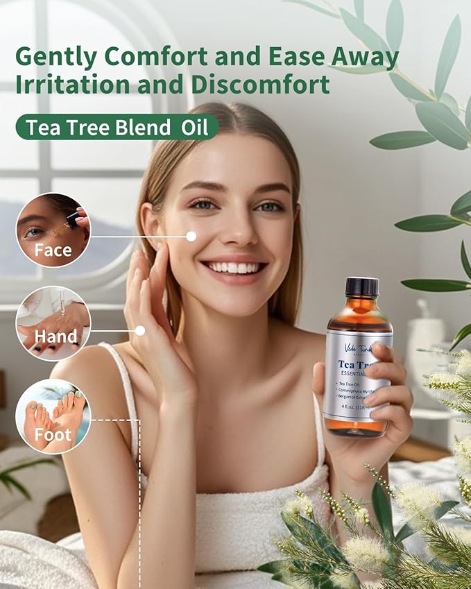 VTS Tea Tree Oil for Skin, Hair, Nails & Toenails, Natural Tea Tree Essential Oil Blend for Foot and Hand Care, 4 Fl Oz - Bloomnest