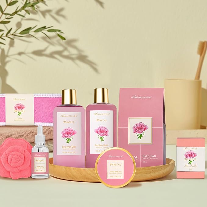 Gift Basket for Women Bath and Body Gift Basket Set for Women, 9pcs Home Spa Set for Self Care, Mothers Day Relaxing Bath Sets Birthday Christmas Gifts for Mom Sister Her Wife - Bloomnest