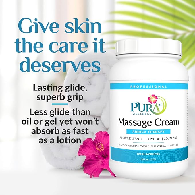 Wellness Professional Arnica Therapy 128oz Massage Cream, for Bruising, Olive Oil, Arnica Extract, Unscented, Hypoallergenic, Natural, Skin Moisturizing & Hydrating, Deep Tissue, Wellness - Bloomnest