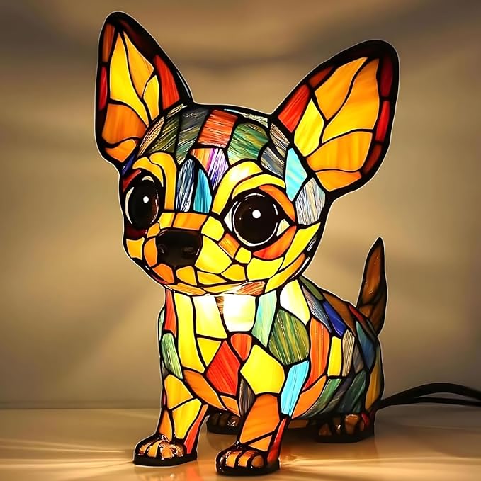 Atlodas Basset Hound Lamp, Dogs Stained Resin Tabletop Night Light, Dog Series Art Night Light, Dog Stained Glass Lamp, 3D Cute Pet Themed LED Table Lamps, Gift for Lovers (#17) - Bloomnest