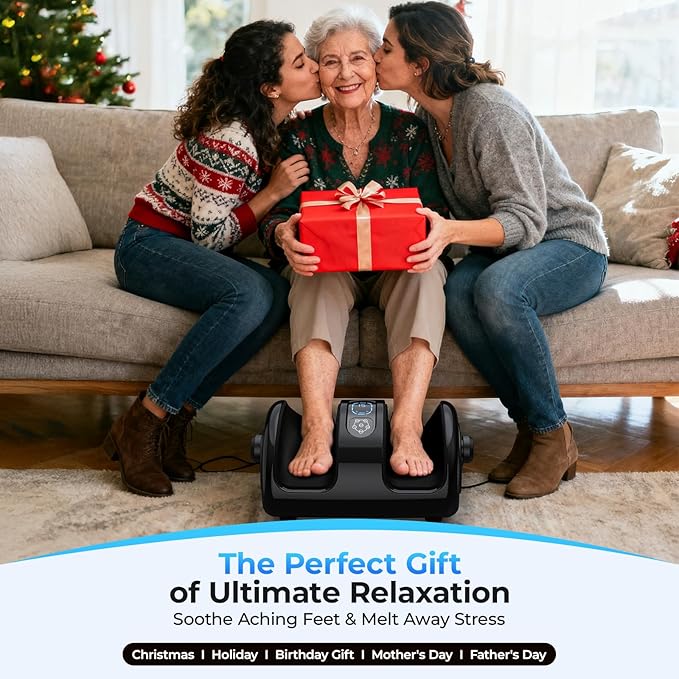 Foot Massager Machine with Heat - Shiatsu Deep Kneading for Foot Relaxation, 3 Speed & 4 Modes, Versatile Control Methods, Gift for Men Women - Bloomnest