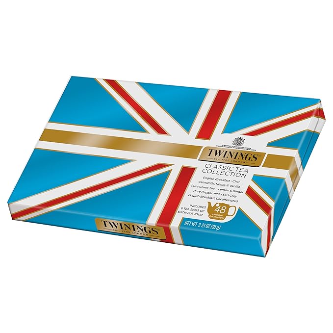Twinings Tea Classics Collection Gift Box Variety Sampler, 48 Tea Bags (Pack of 1), Enjoy Hot or Iced, Includes Black, Herbal, Green, & Chai Teas - Bloomnest