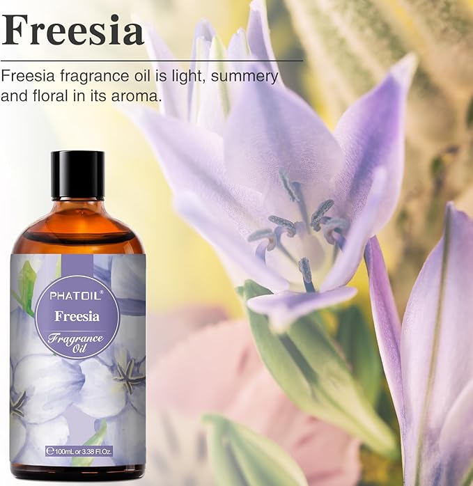 PHATOIL Freesia Fragrance Oils for Aromatherapy, 3.38FL.OZ Diffuser Oils for Home, Perfect for Aromatherapy, Humidifiers, Yoga, DIY Candle and Soap Making - 100ml - Bloomnest