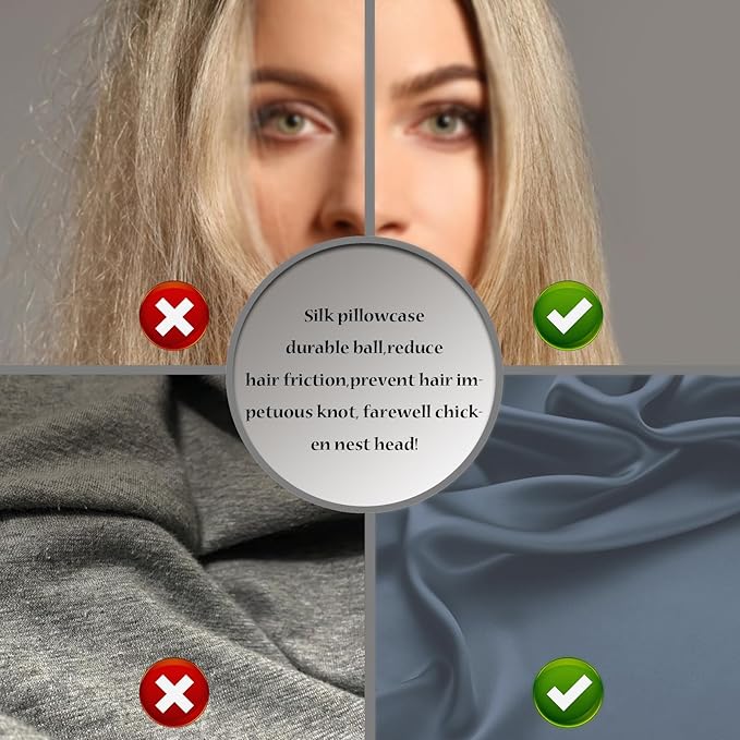 Mulberry Silk Pillowcase for Hair and Skin Pillow Case with Hidden Zipper Soft Breathable Smooth Cooling Silk Pillow Covers for Sleeping (Space Grey, King,1Pcs) - Bloomnest
