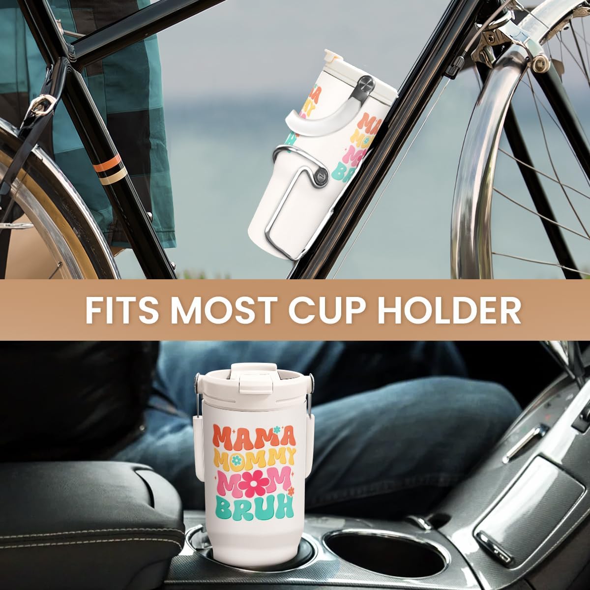 SANDJEST Funny Mom Tumbler 30oz, Mama Bruh Stainless Steel Insulated Coffee Travel Mug with Handle & Flip Straw Lid, Mom Gifts for Christmas Birthday Mothers Day Valentines